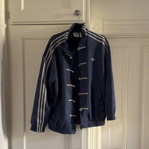 Adidas Men's Blue Jacket with White Stripes L